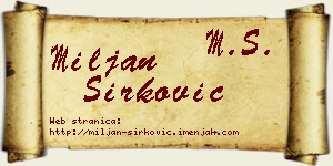 Miljan Sirković vizit kartica